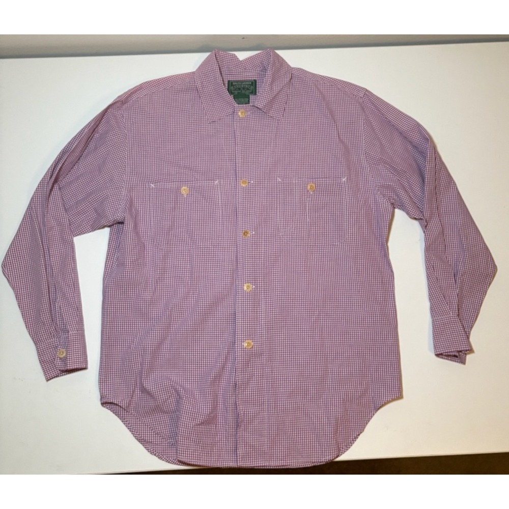 Vintage Men's Ralph Lauren Country Button Down Shirt | White/Purple | Medium